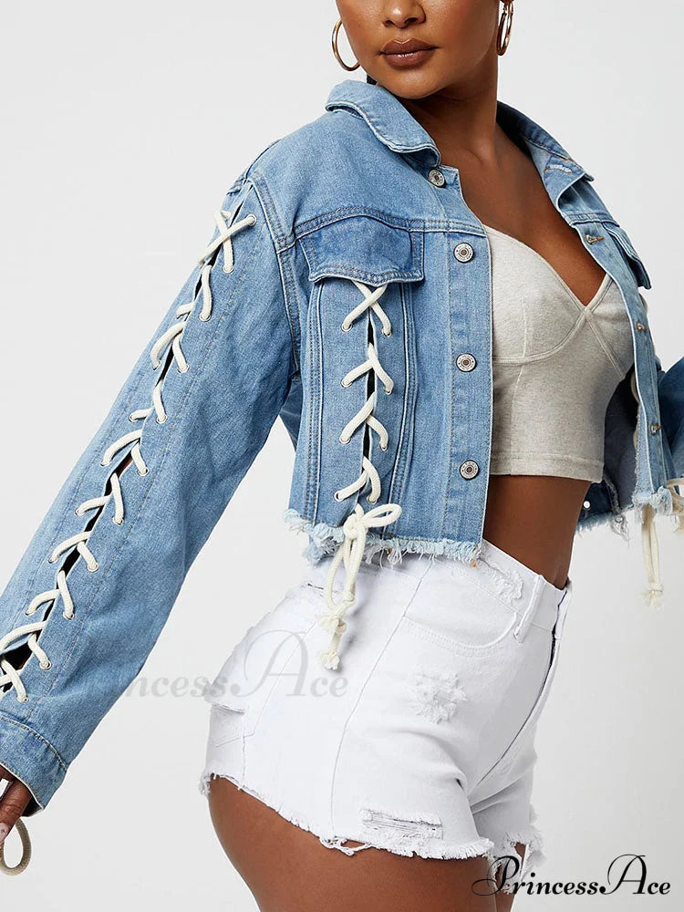 Lace Up Graceful Cutout Skinny Jeans Coats & Jackets