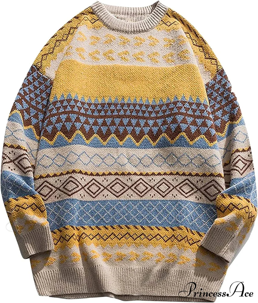 Ladies Autumn/Winter Retro Striped Sweater Yellow / Medium Sweaters-L