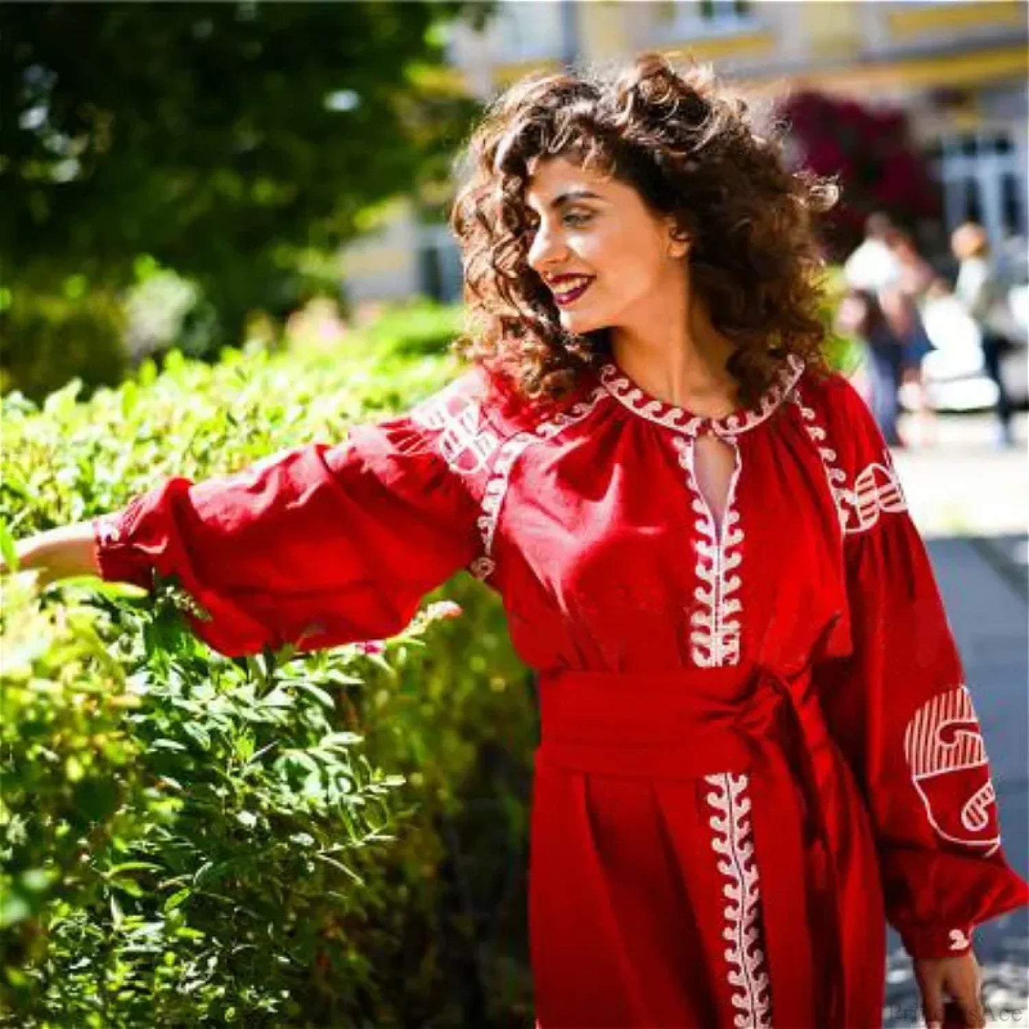 Lantern Sleeve Ethnic Tunic Boho Dress bohodress-250126