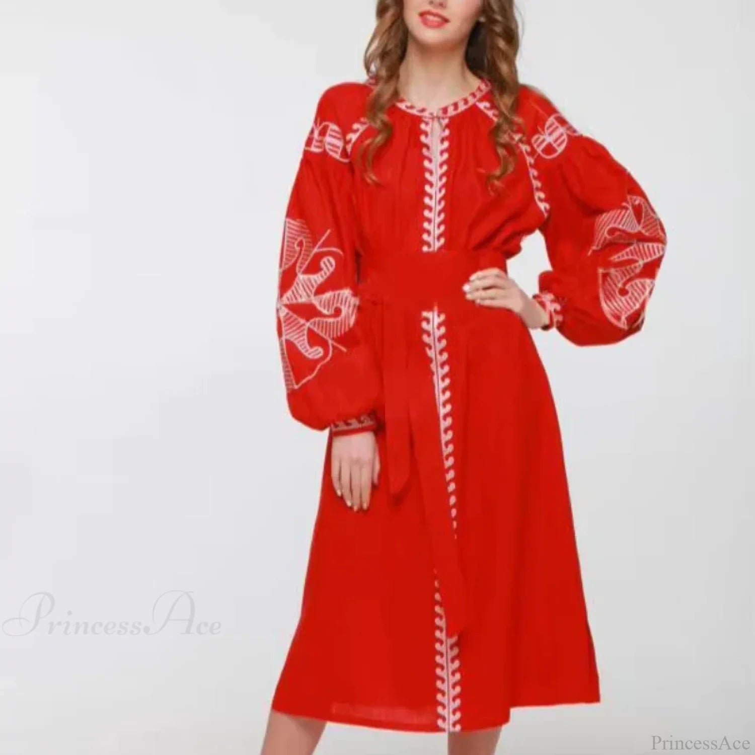 Lantern Sleeve Ethnic Tunic Boho Dress bohodress-250126