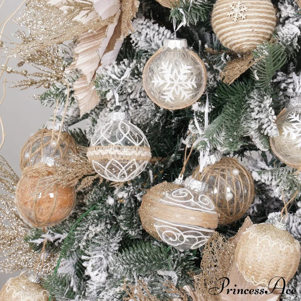 Large Shatterproof Clear Glitter Plastic Christmas Ball Ornaments - Flaxen Christmas-Qz