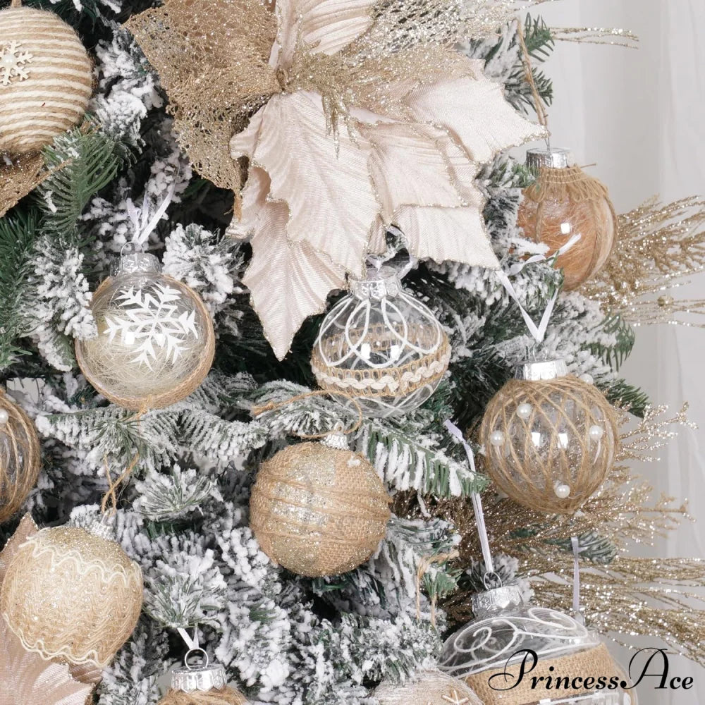 Large Shatterproof Clear Glitter Plastic Christmas Ball Ornaments - Flaxen Christmas-Qz