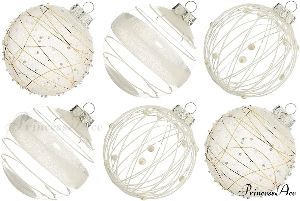 Large Shatterproof Clear Glitter Plastic Christmas Ball Ornaments - Flaxen White / 70Mm/2.75’’