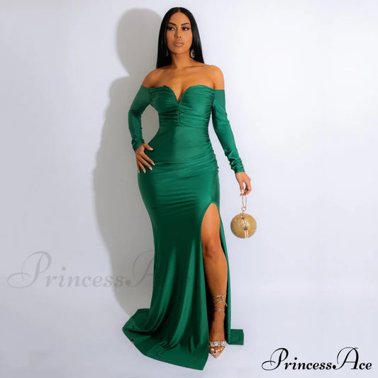 Larsa Formal Velvet Charming And Lace Mermaid Dress Green / S S.o. Long Dresses