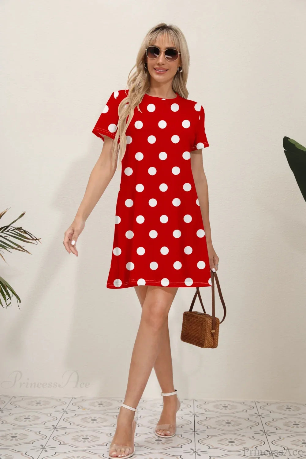Latest Summer Fashion Floral Print Round Neck Dress color16 / S oldfloraldress-250126