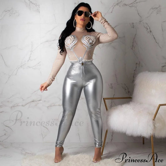 Latex Faux Pu Leather Pants Trousers