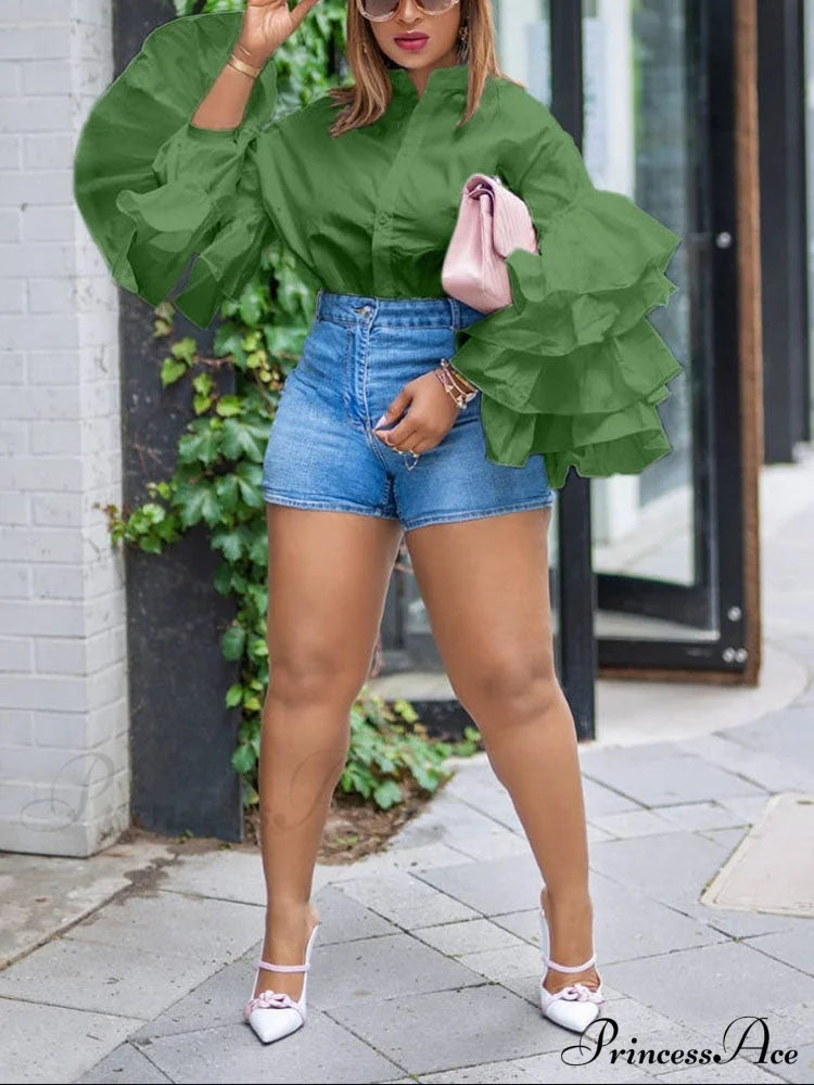 Layer Charming Necklace Green / M Shirts & Tops