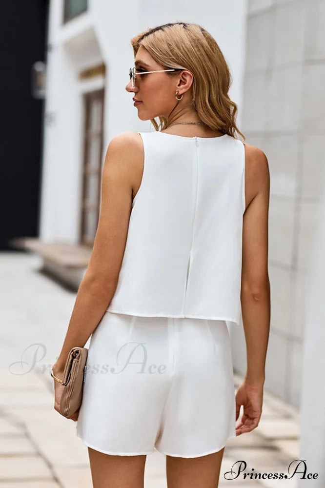 Layered Sleeveless Stylish Round Neck Romper