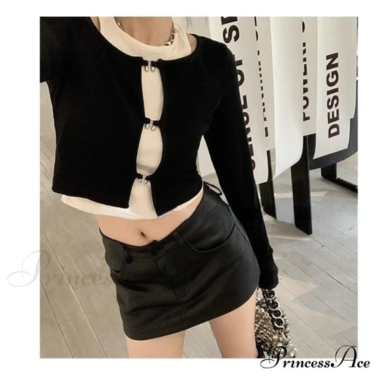 Leather Coquette Slim High Waisted A-Line Casual Skirt