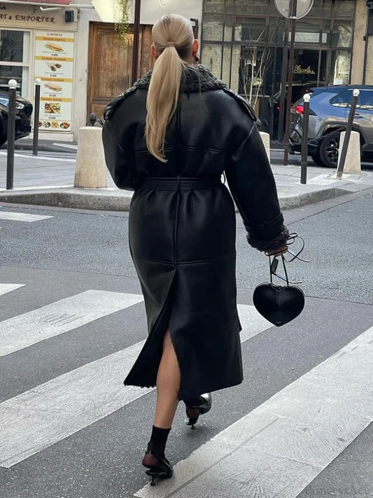 Leopard Faux Mink Fur Winter Overcoat