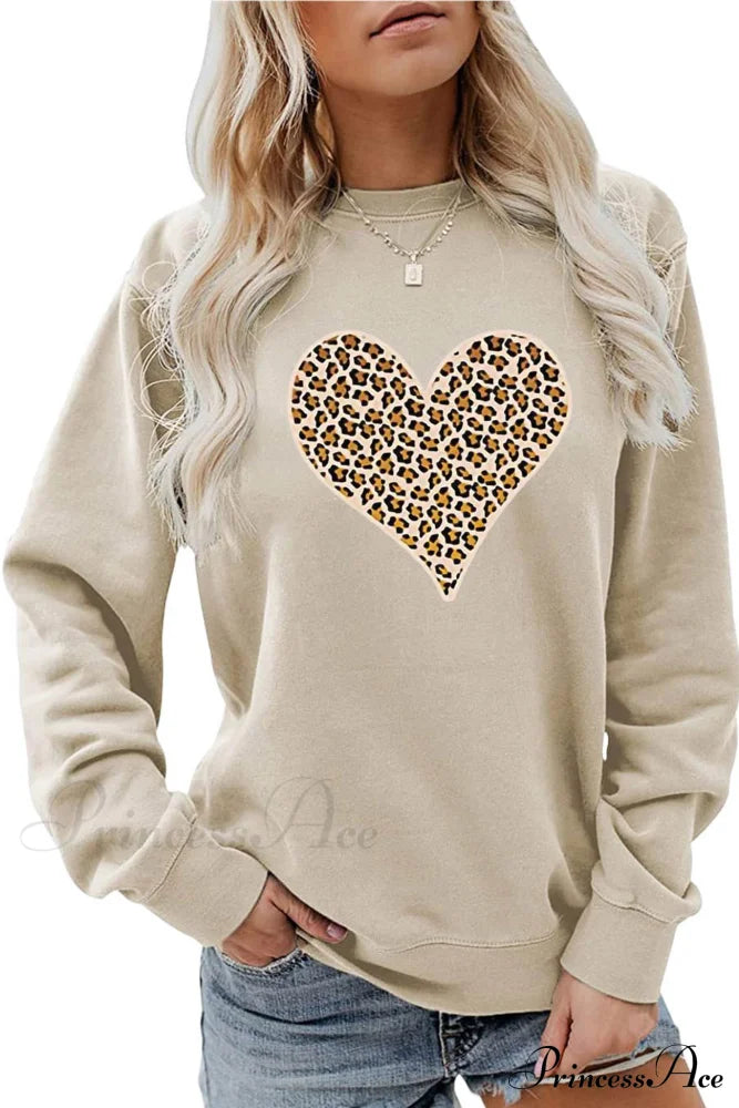 Leopard Hearts Sweatshirt Beige / S Sweatshirts