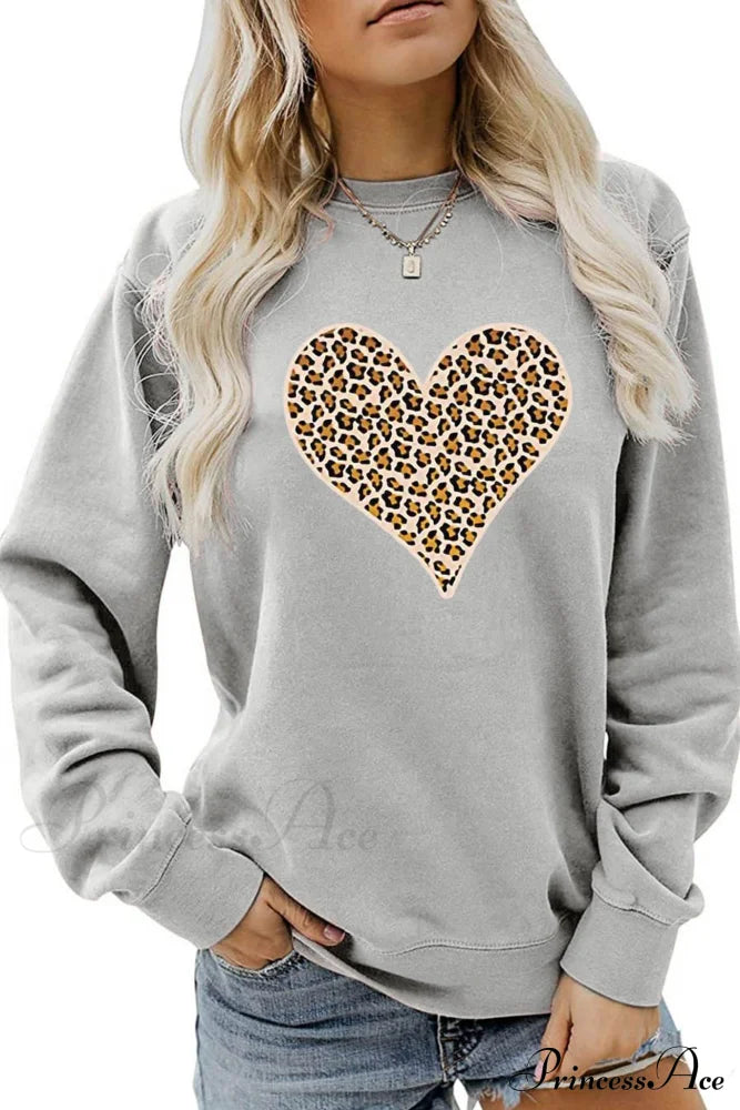 Leopard Hearts Sweatshirt Grey / S Sweatshirts