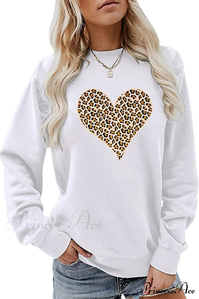 Leopard Hearts Sweatshirt White / S Sweatshirts