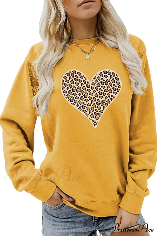 Leopard Hearts Sweatshirt Yellow / S Sweatshirts