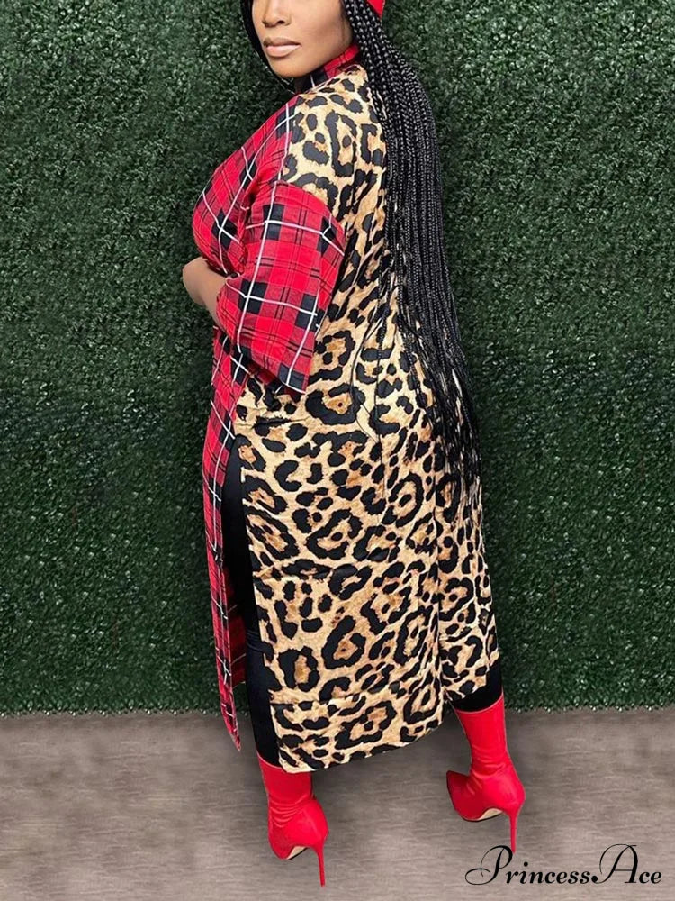 Leopard Patchwork Graceful Ripped Jeans Cardigan