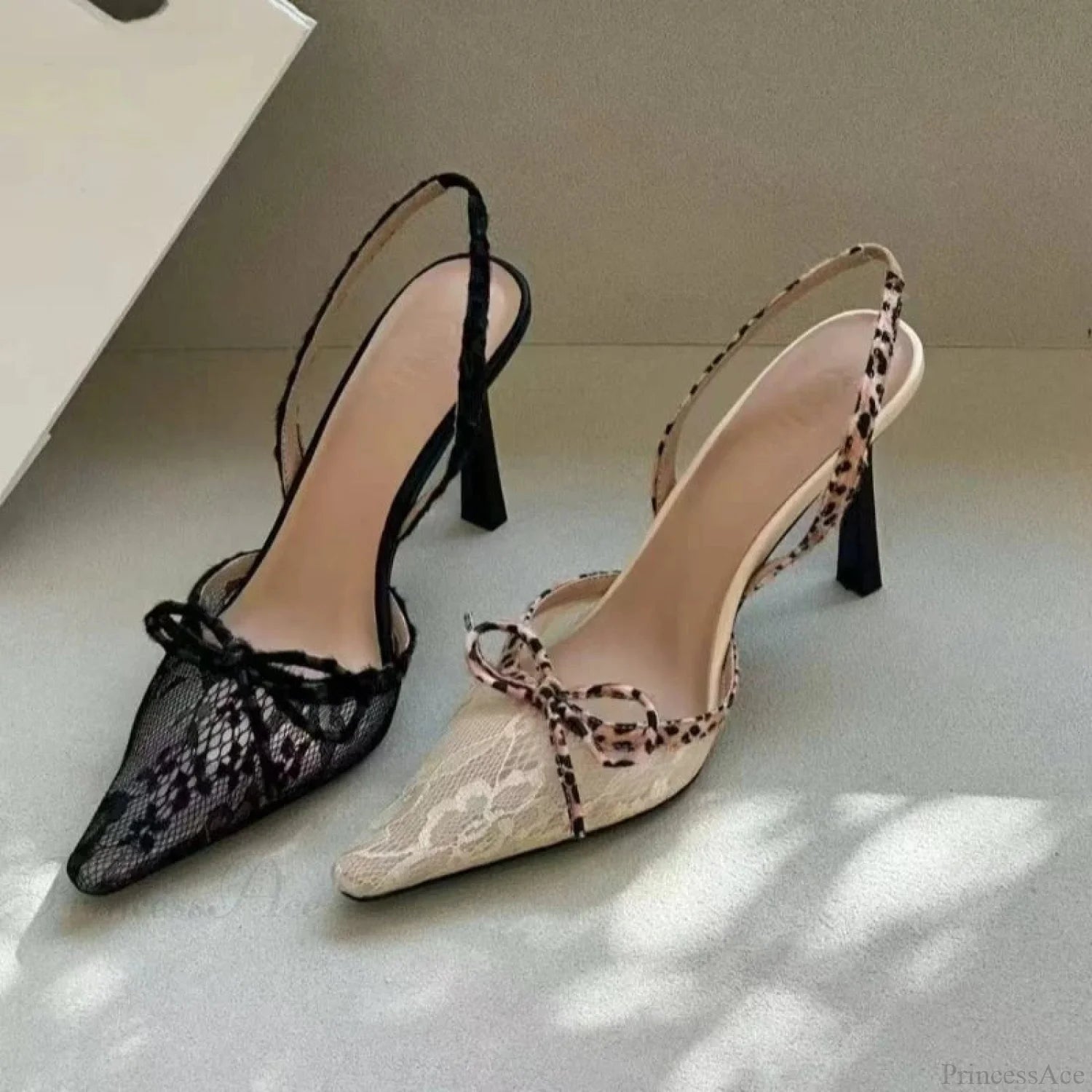 Leopard Pattern Gothic Lace Ribbon Tall Heels Tall Heel