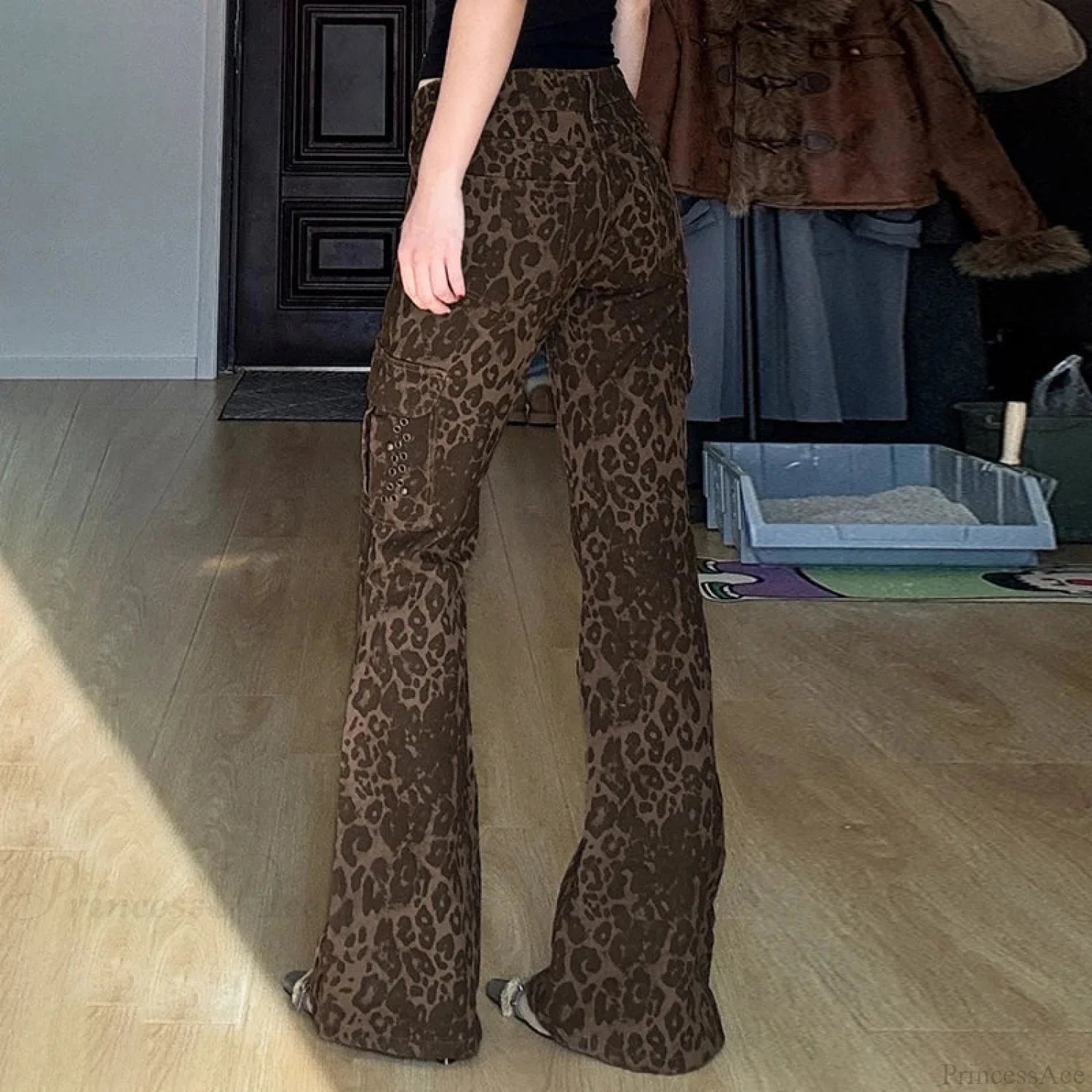 Leopard Pattern Gothic Slim Trouser brown / S