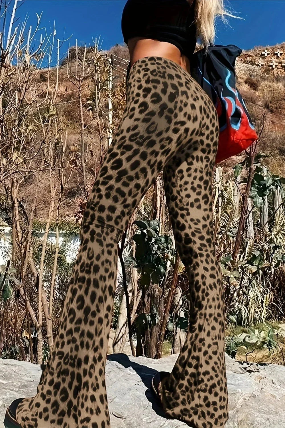 Leopard Print Flare Pant Brown / XS