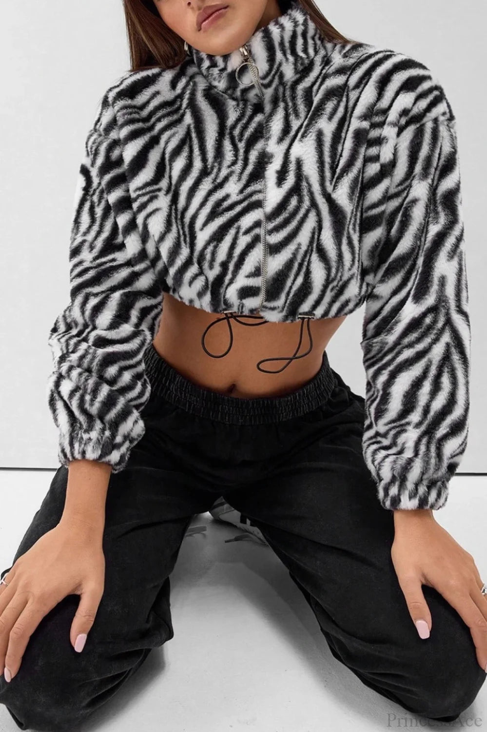 Leopard Print Fur Fleece-Lined Thickened Fluffy Jacket