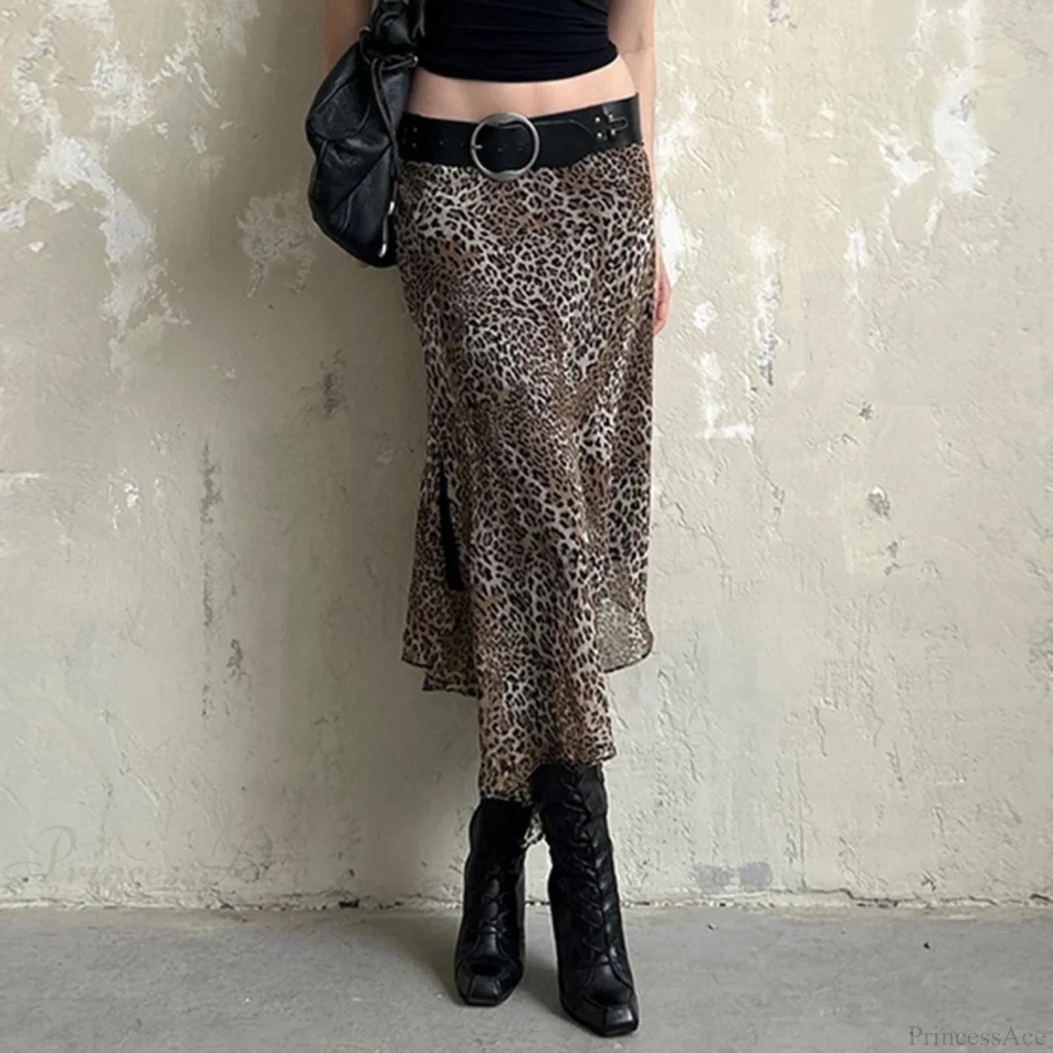 Leopard Print Irregular Hem Skirt skirts-250223