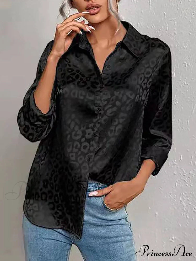 Leopard Print Luxury Blouse Black / S