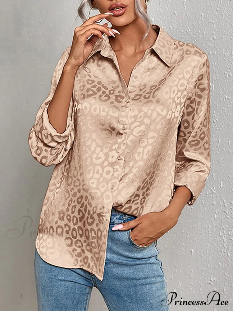 Leopard Print Luxury Blouse Khaki / S