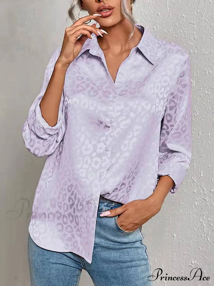 Leopard Print Luxury Blouse Light Purple / S