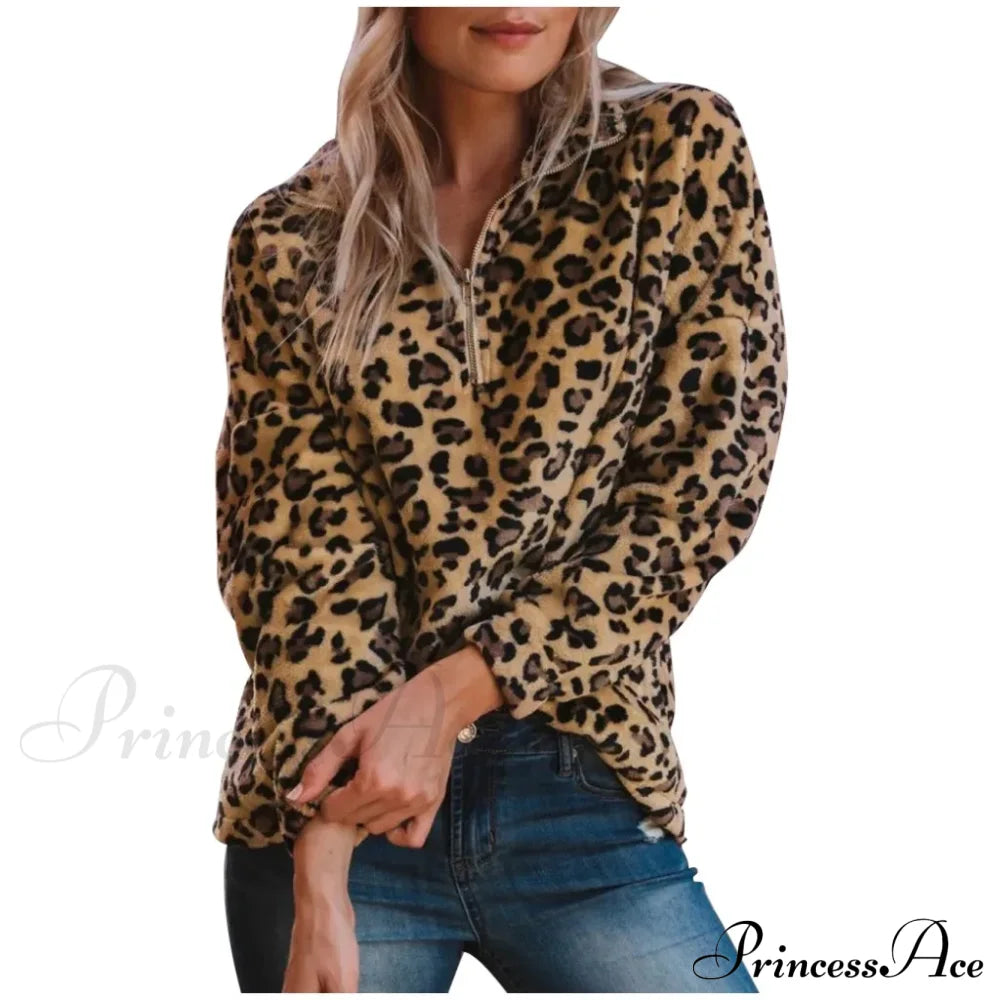 Leopard Print Overcoat Long-Sleeved Chic Trendy Elegant Fashionable Warm Plus Size Jacket