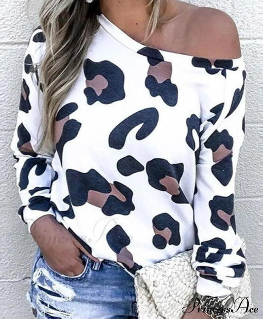 Leopard Print Top By Marina White / S Tops & Blouses