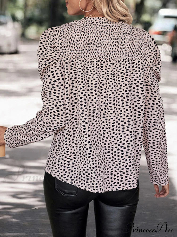 Leopard Round Long Neck Arm Design Shirt