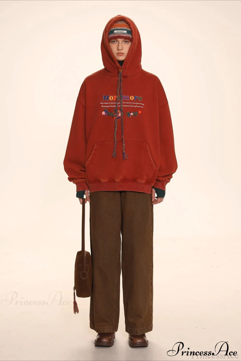 Letter Embroidery Relaxed Thickened Hoodie