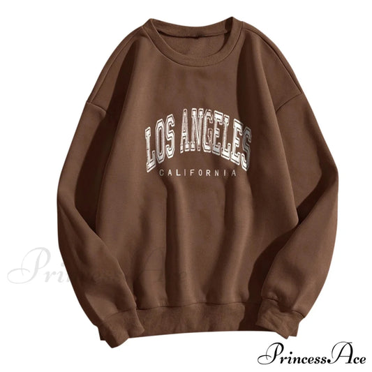 Letter Los Angeles Print Hoody Pullover