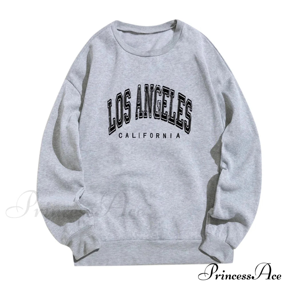 Letter Los Angeles Print Hoody Pullover