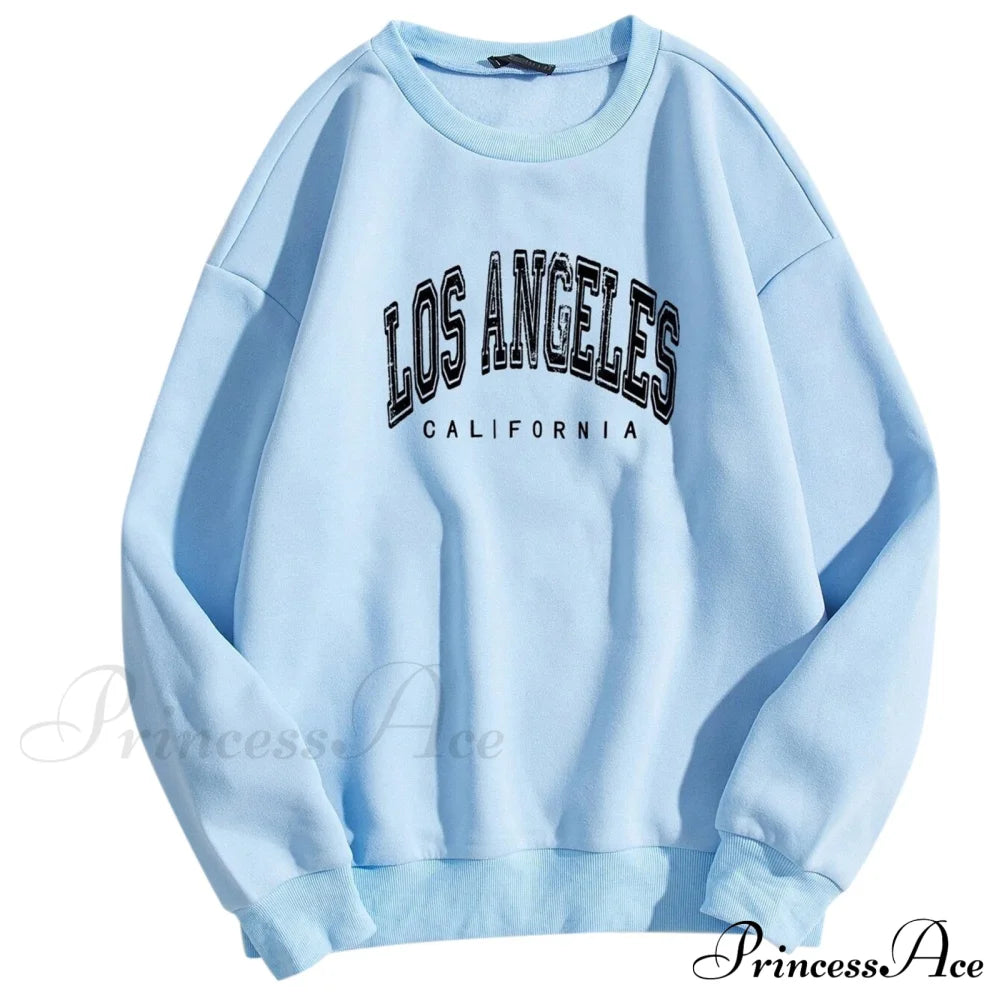 Letter Los Angeles Print Hoody Pullover