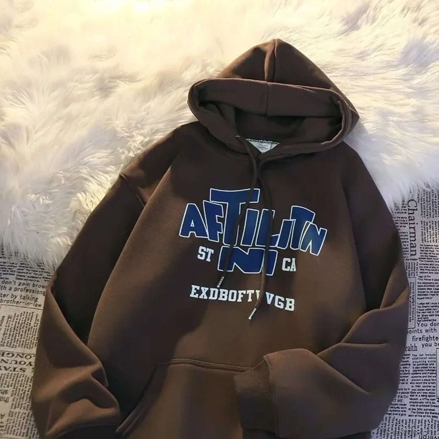 Letter Print Cotton Hoodie