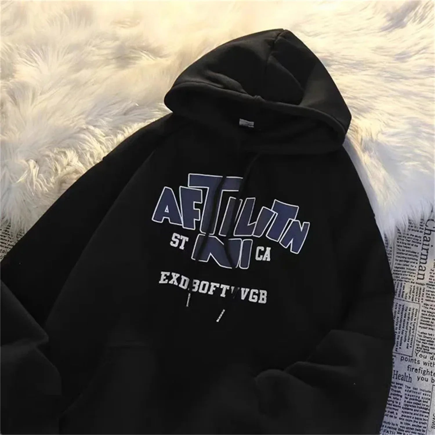 Letter Print Cotton Hoodie