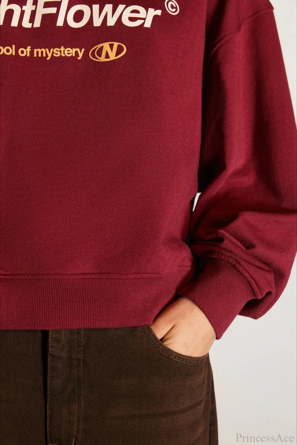 Letter Print Half Zip Stand Collar Loose Sweatshirts