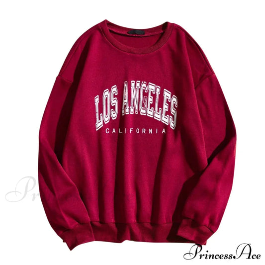 Letter Print O Neck Long-Sleeve Hoody Pullover