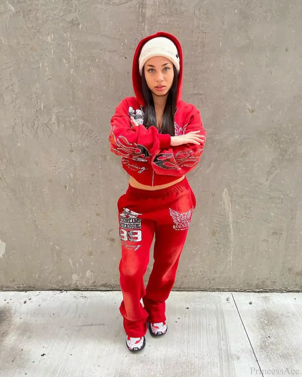 Letter Printed Hip-Hop Hoodie BLACK / M