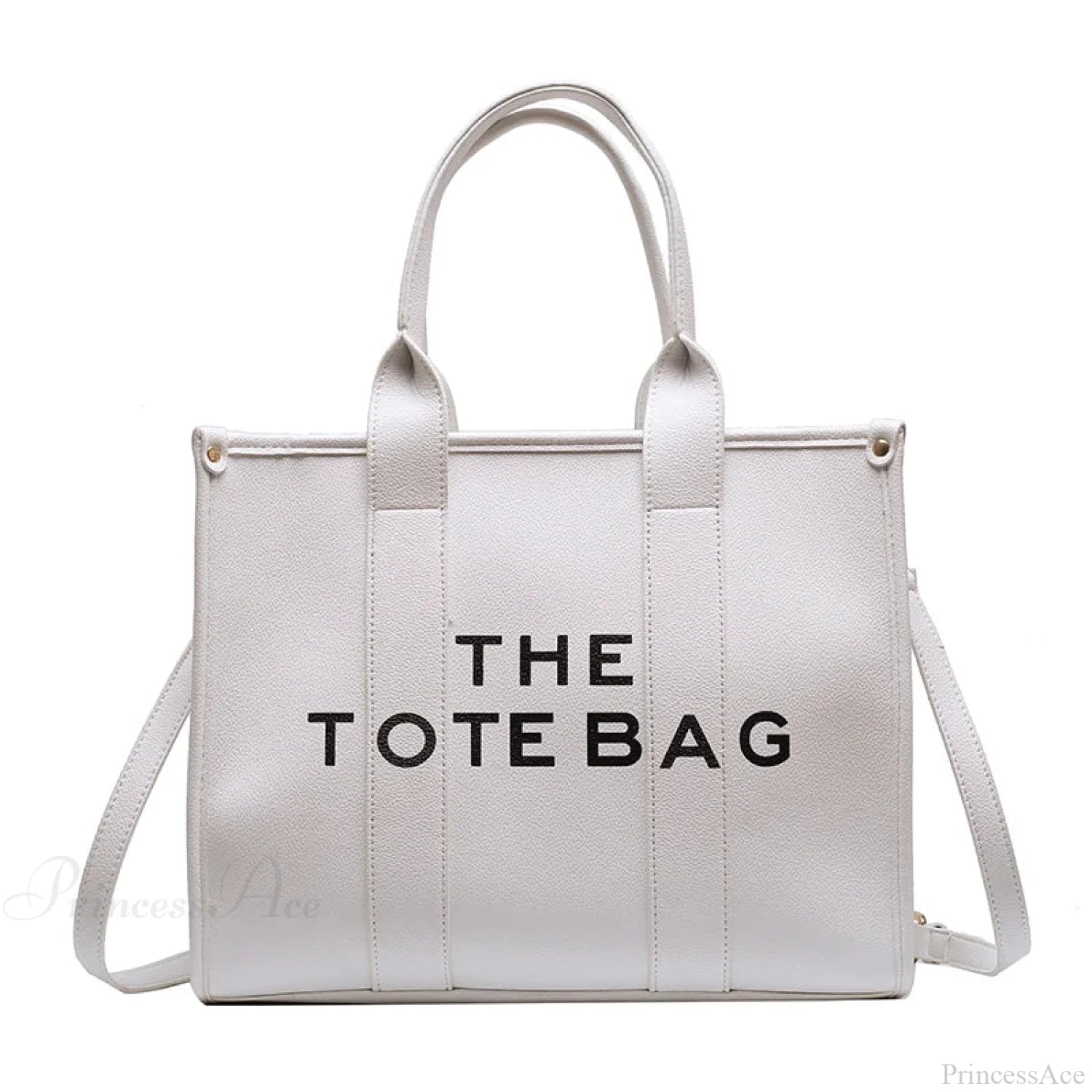 Letter Soft PU Leather Tote Shoulder Handbag WHITE / 35cm X 15cm X 28cm handbag-250126