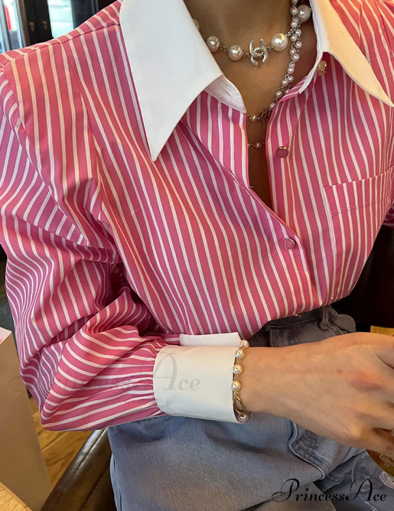 Liana Elegant Shirt Pink / One Size