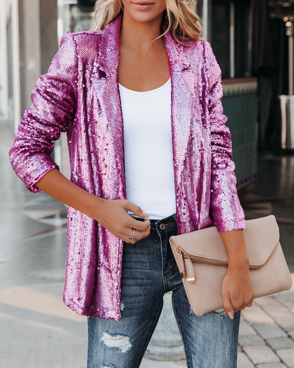 Sequin Blazer - Pink