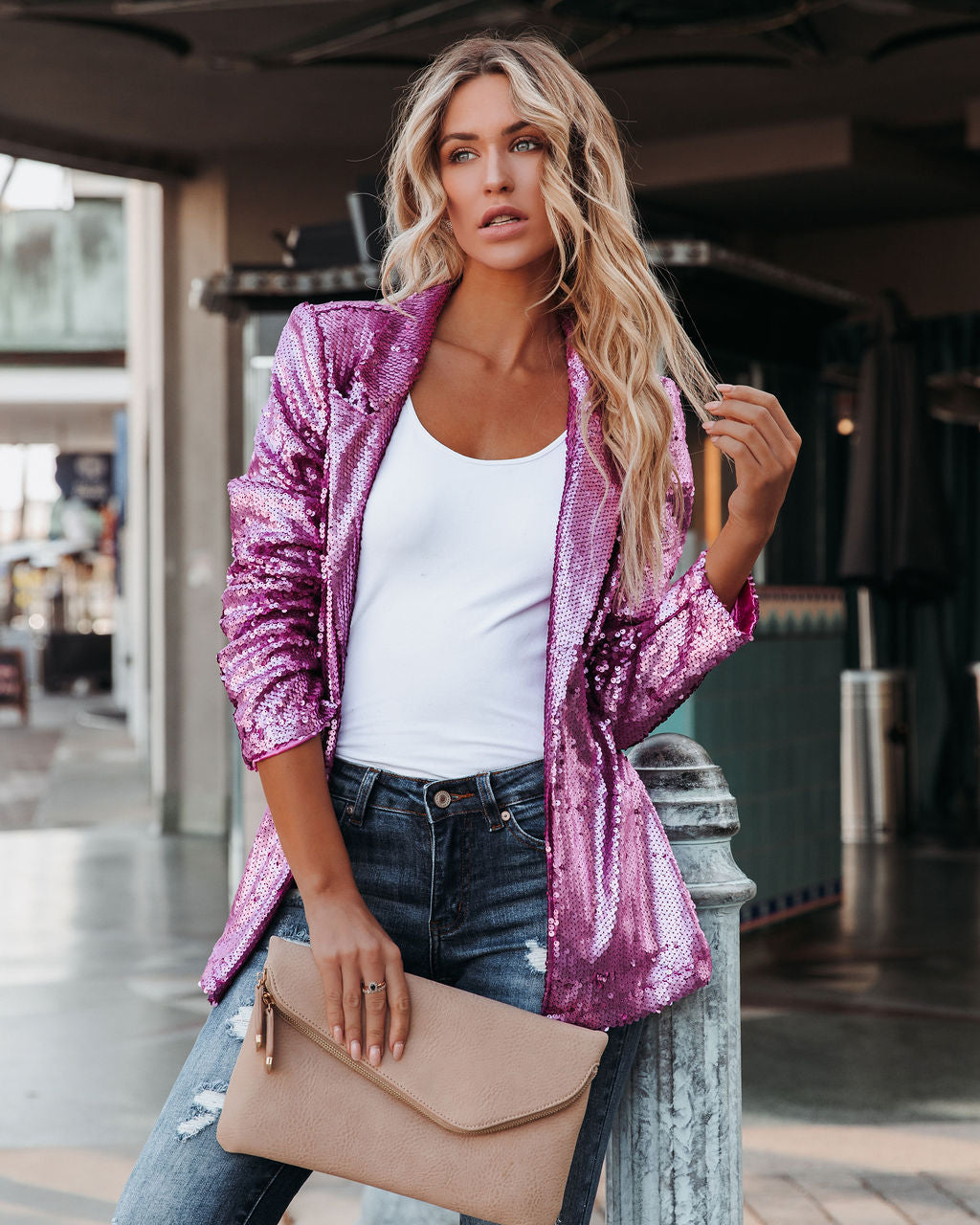 Sequin Blazer - Pink