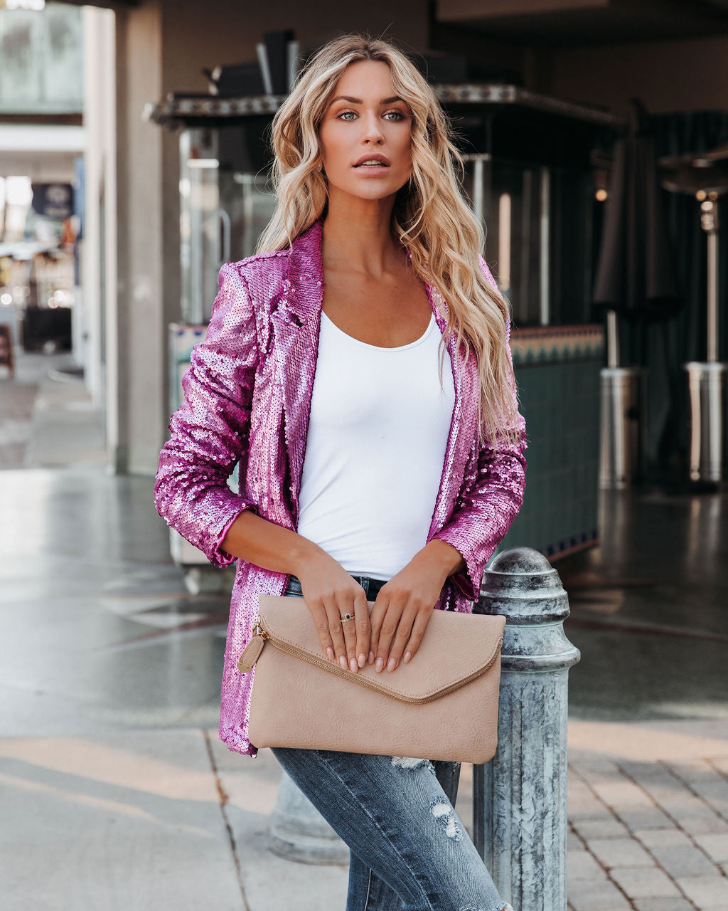 Sequin Blazer - Pink