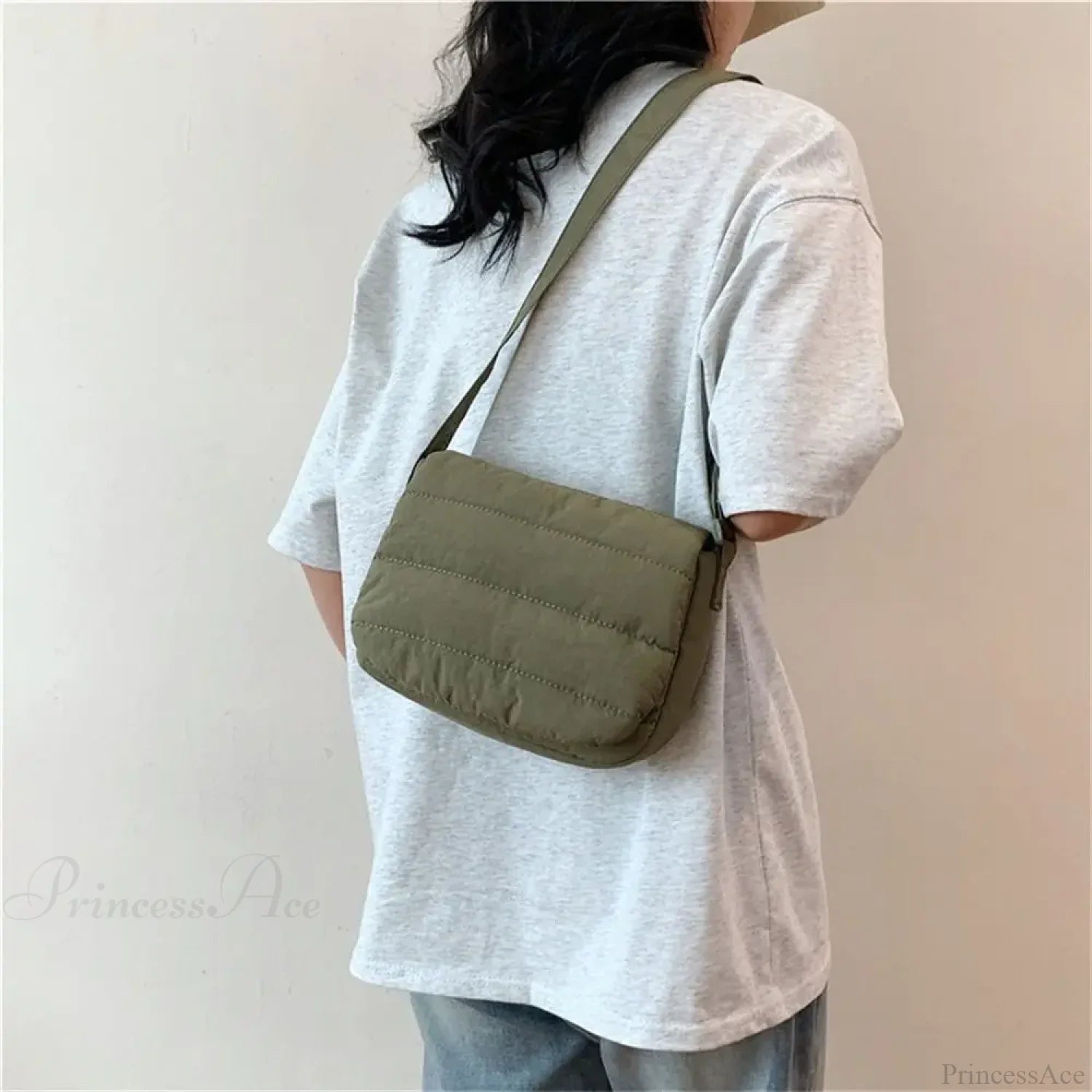 Lightweight Solid Color Cotton Casual Crossbody Green crossbody-250126