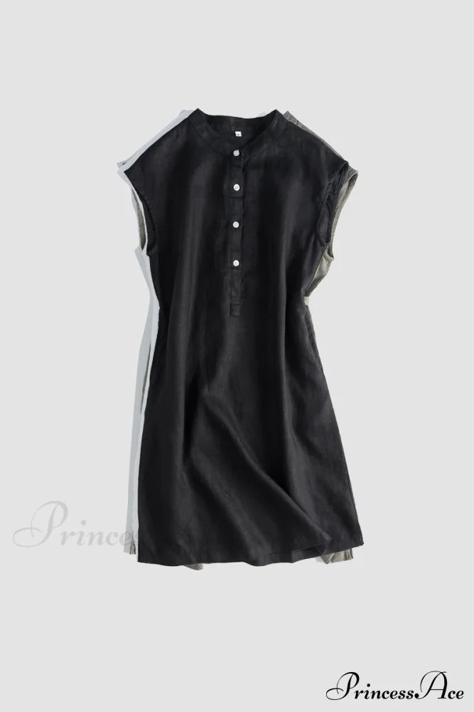 Linen Daisy Dress Black / S Mini Dresses