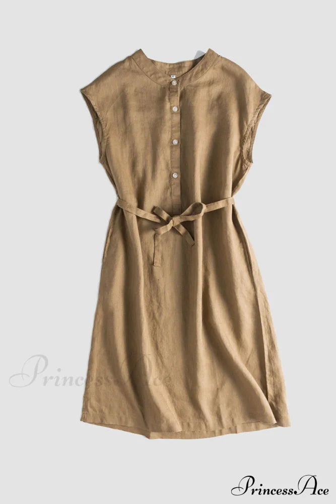 Linen Daisy Dress Khaki / S Mini Dresses