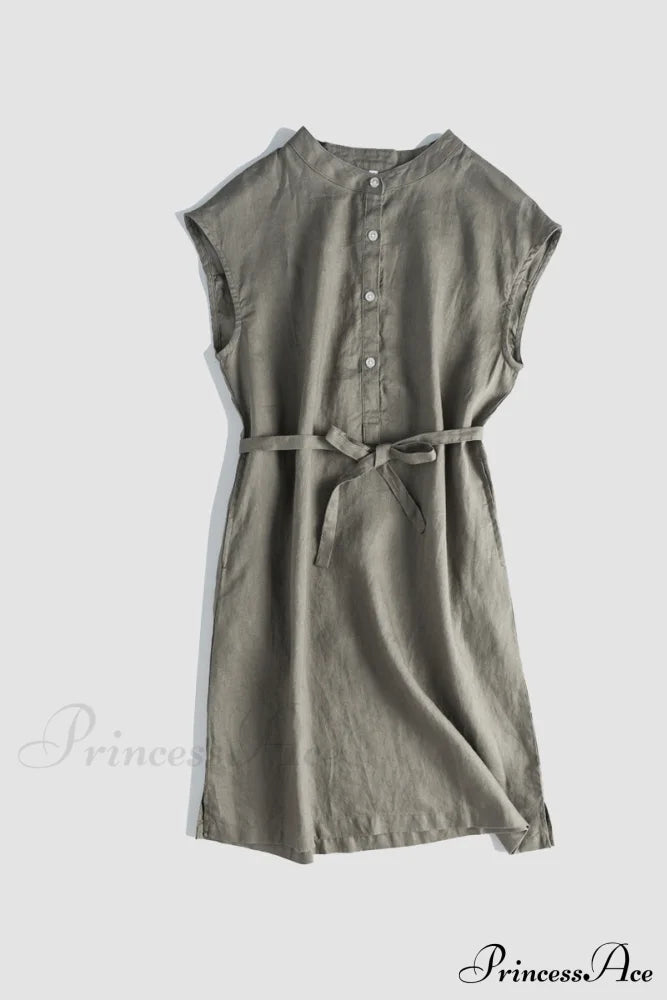 Linen Daisy Dress Olive / S Mini Dresses