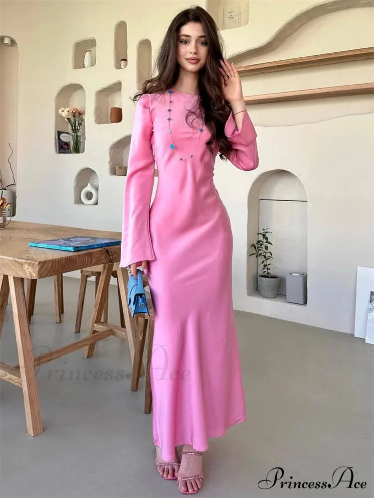Lolam Elegant Maxi Dress Pink / M