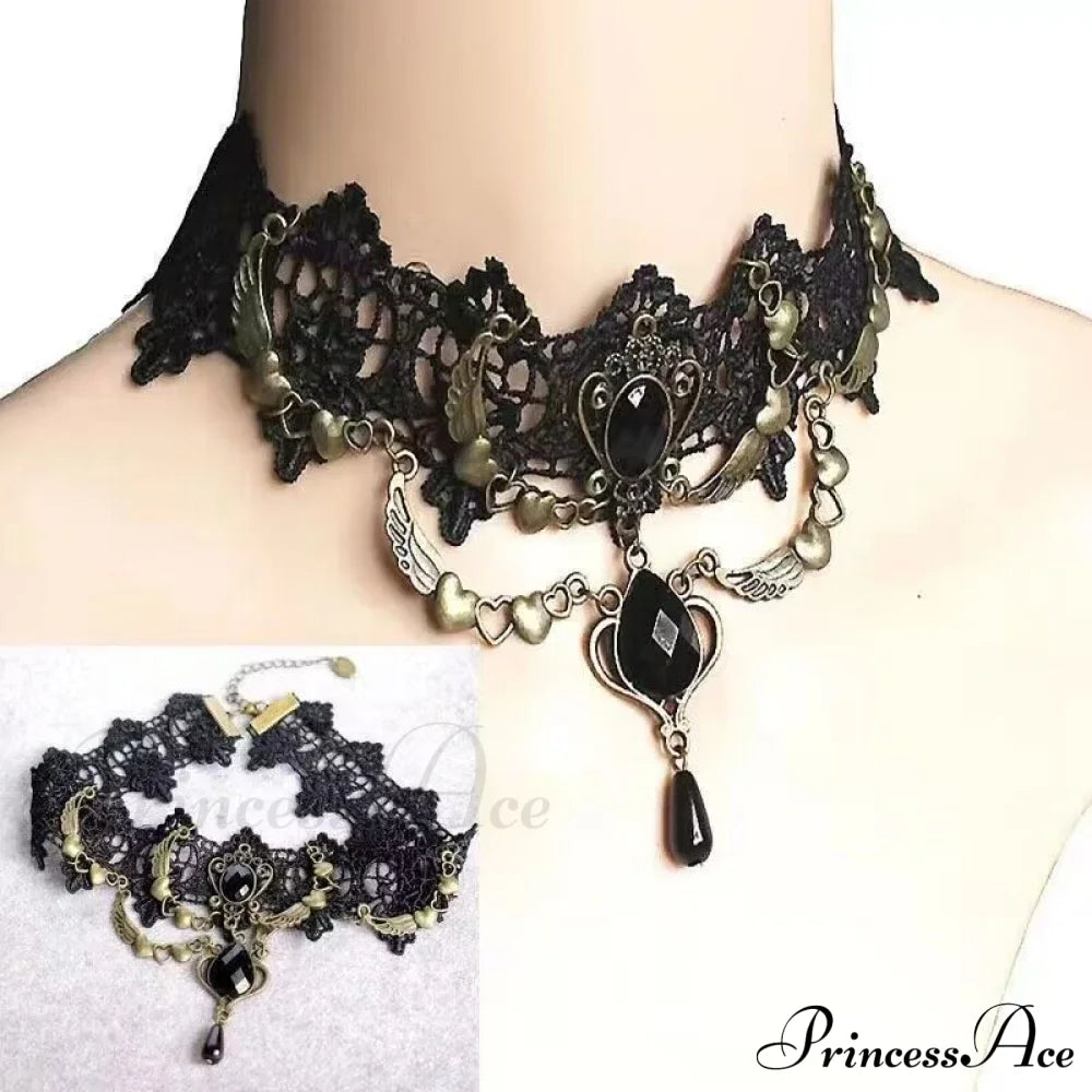 Lolita Gothic Lace Retro Cos Dark Neck Decoration Necklace Halloween